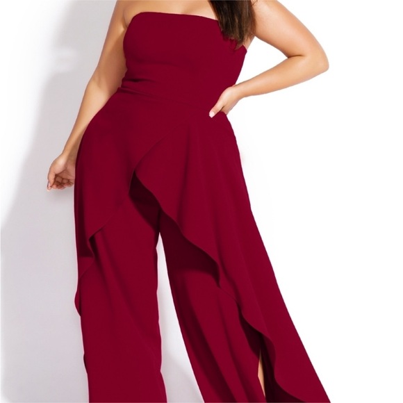 City Chic Attract Jumpsuit in Currant SZ 18 NWT - Picture 2 of 7